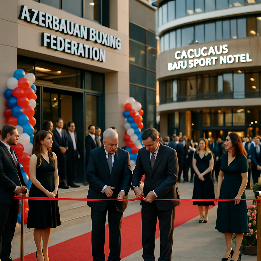 A celebratory scene at the Azerbaijan Boxing Federations event, highlighting new beginnings with a